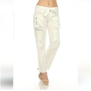 Johnny Was Pete & Greta Marika Cargo Pants Womens 10 White Pockets Boho
